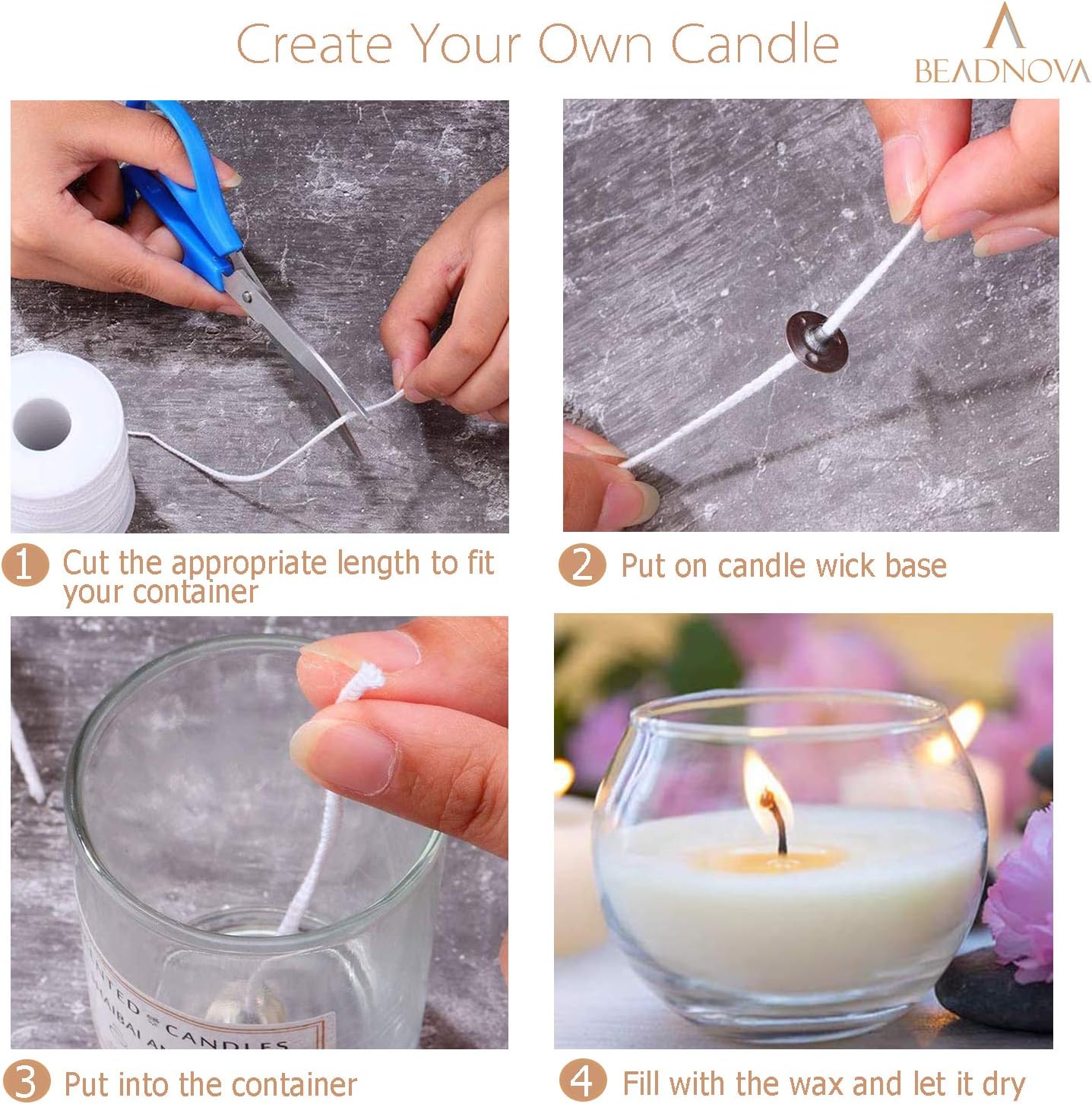 Candle Wick Base 100pcs Candle Wick Cilps Sustainer Tabs for DIY and Making (12.5mm/ 0.5inch)