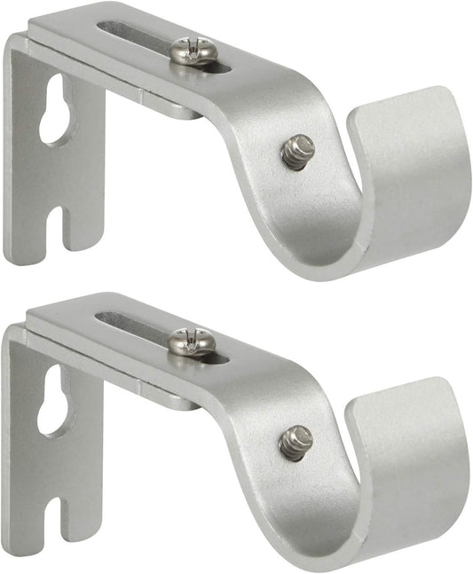 Heavy Duty Adjustable Curtain Rod Brackets Rod Holders for 1 Inch Rod, Silver Color, (Set of 2)