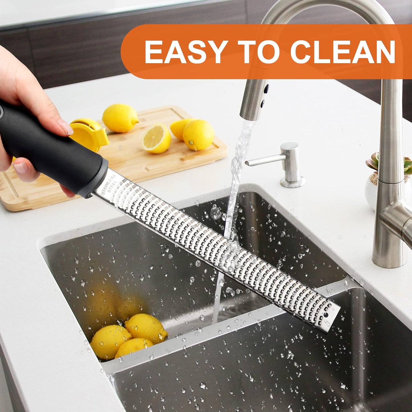 Stainless Steel Lemon Zester, Cheese Grater for Lime, Cheese, Dishwasher Safe