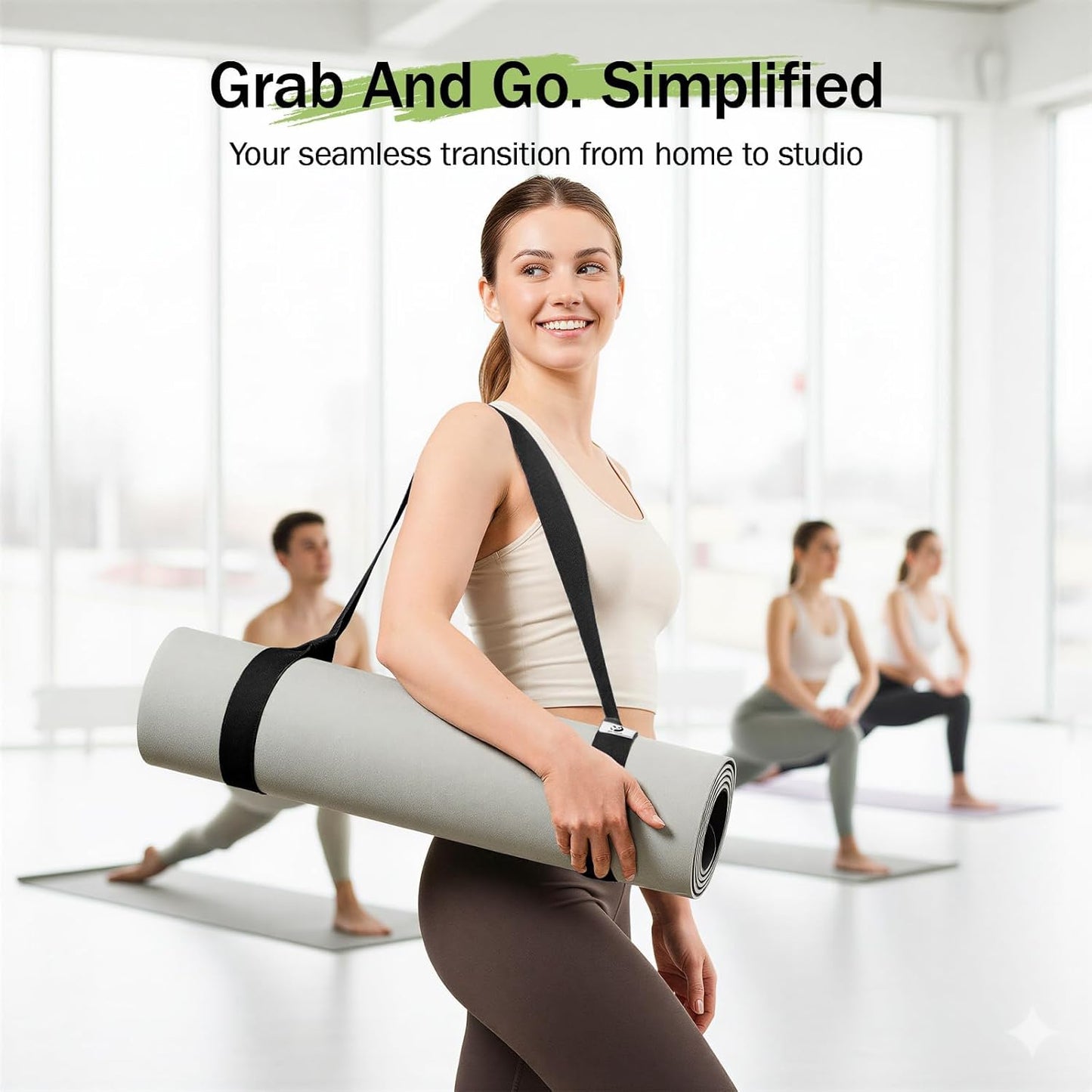 Yoga Mat Straps for Carrying, Adjustable Yoga Mat Carrier Sling Fits All Mats(Mat Not Included)