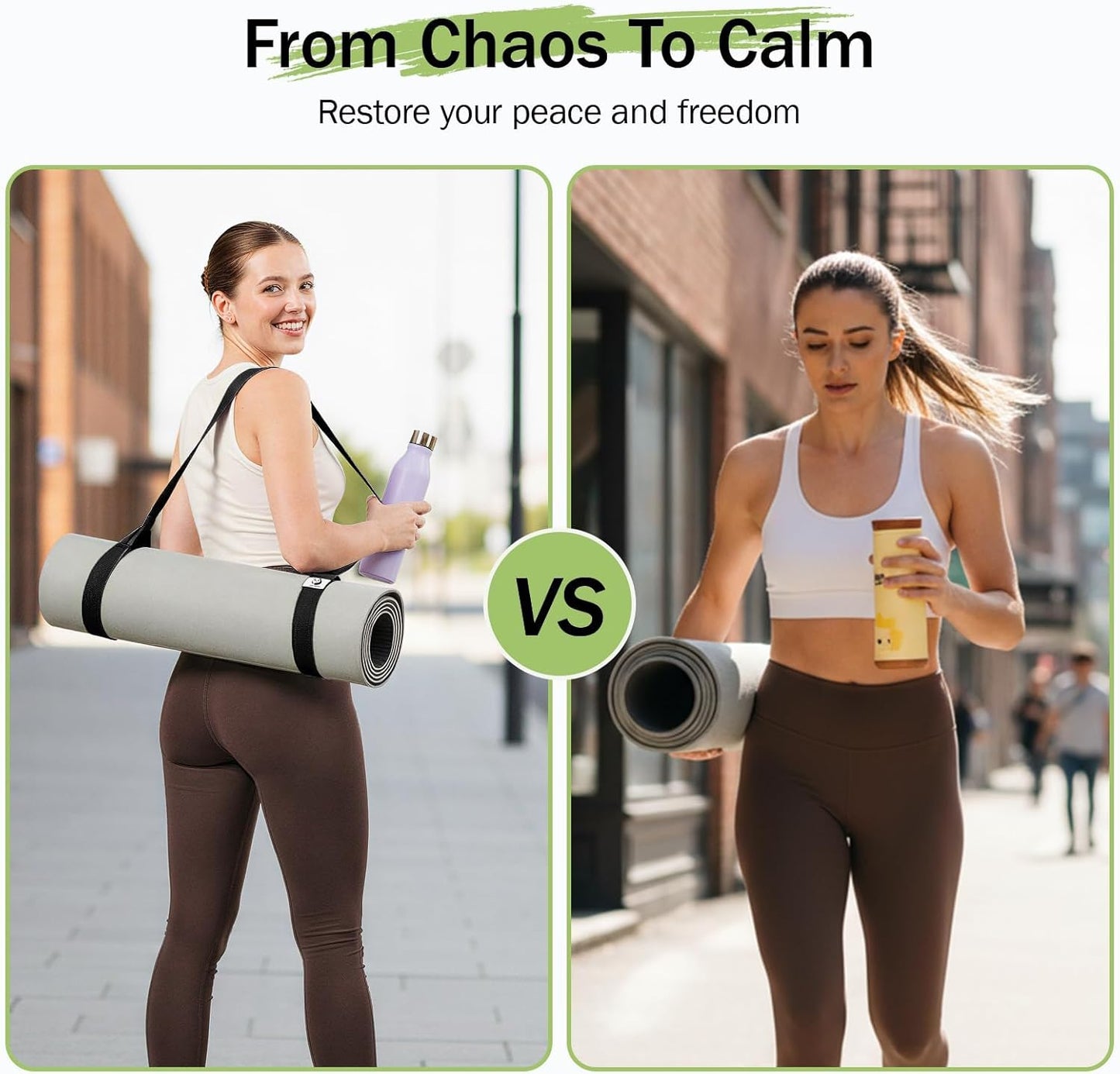 Yoga Mat Straps for Carrying, Adjustable Yoga Mat Carrier Sling Fits All Mats(Mat Not Included)