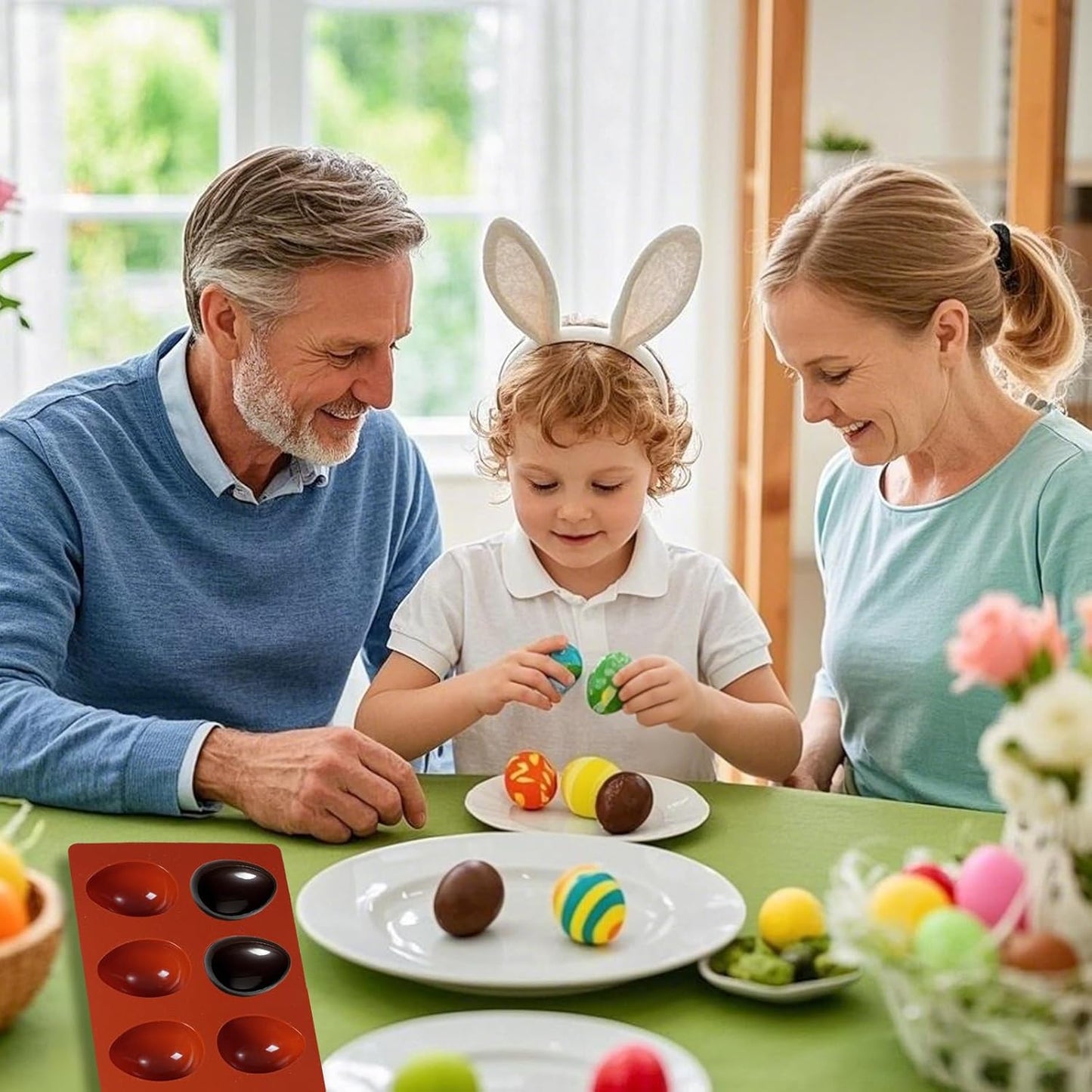 8 Cavity Silicone Egg Molds Set of 2 for Easter Silicone Egg Pan Baking Supplies for Cake Decorating Chocolate Candy