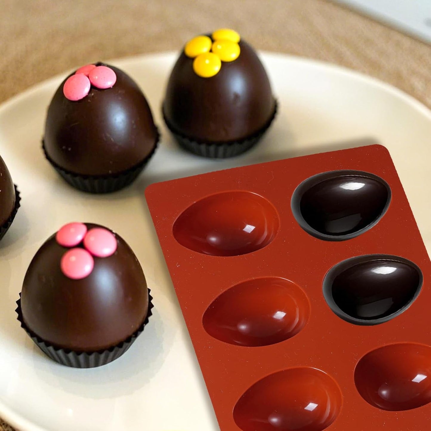 8 Cavity Silicone Egg Molds Set of 2 for Easter Silicone Egg Pan Baking Supplies for Cake Decorating Chocolate Candy