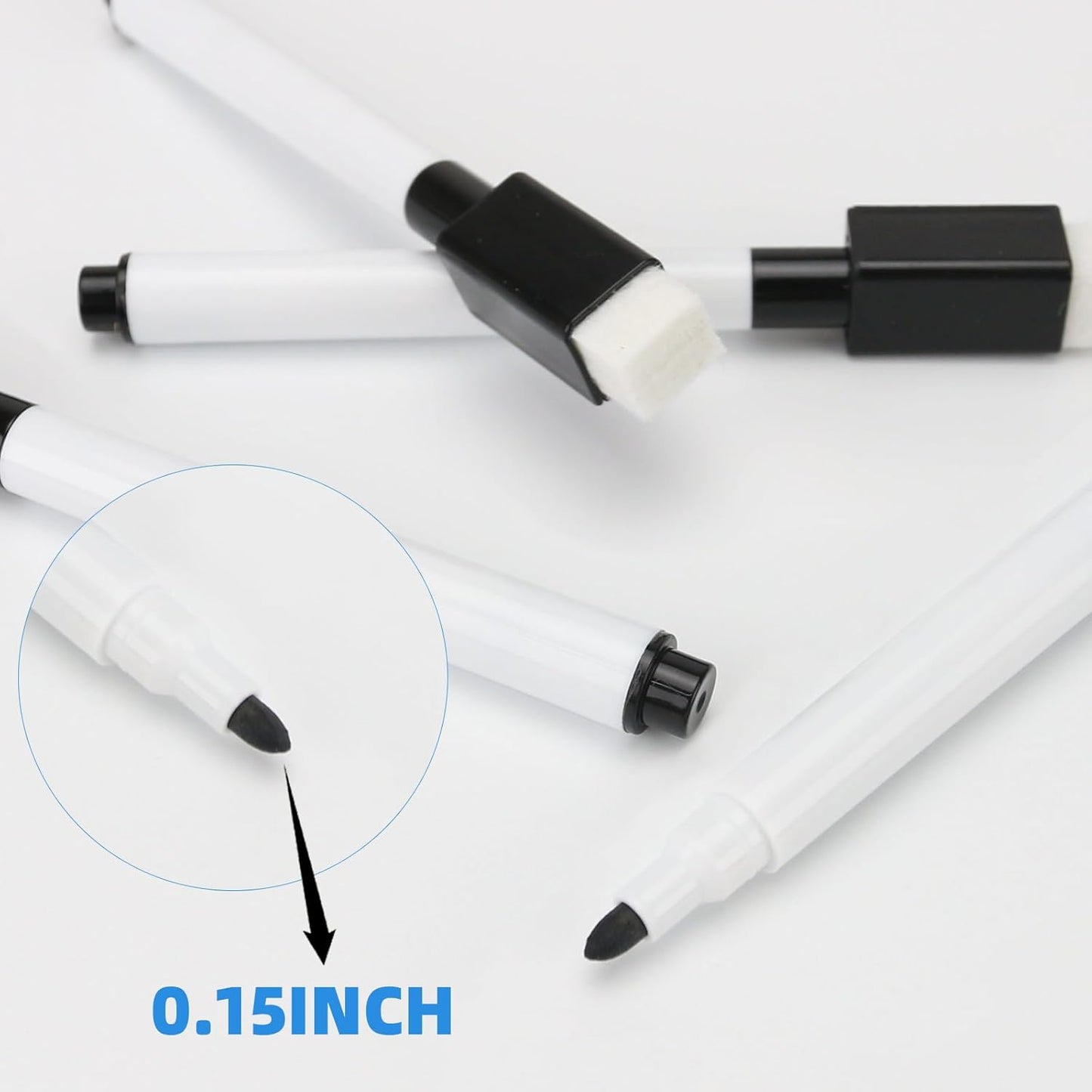 25Pcs Black Magnetic Dry Erase Markers with Eraser Cap, White Board Mini Dry erase Markers Bulk, Fine Point Tip Student White Board Markers for Teachers Office School Supplies