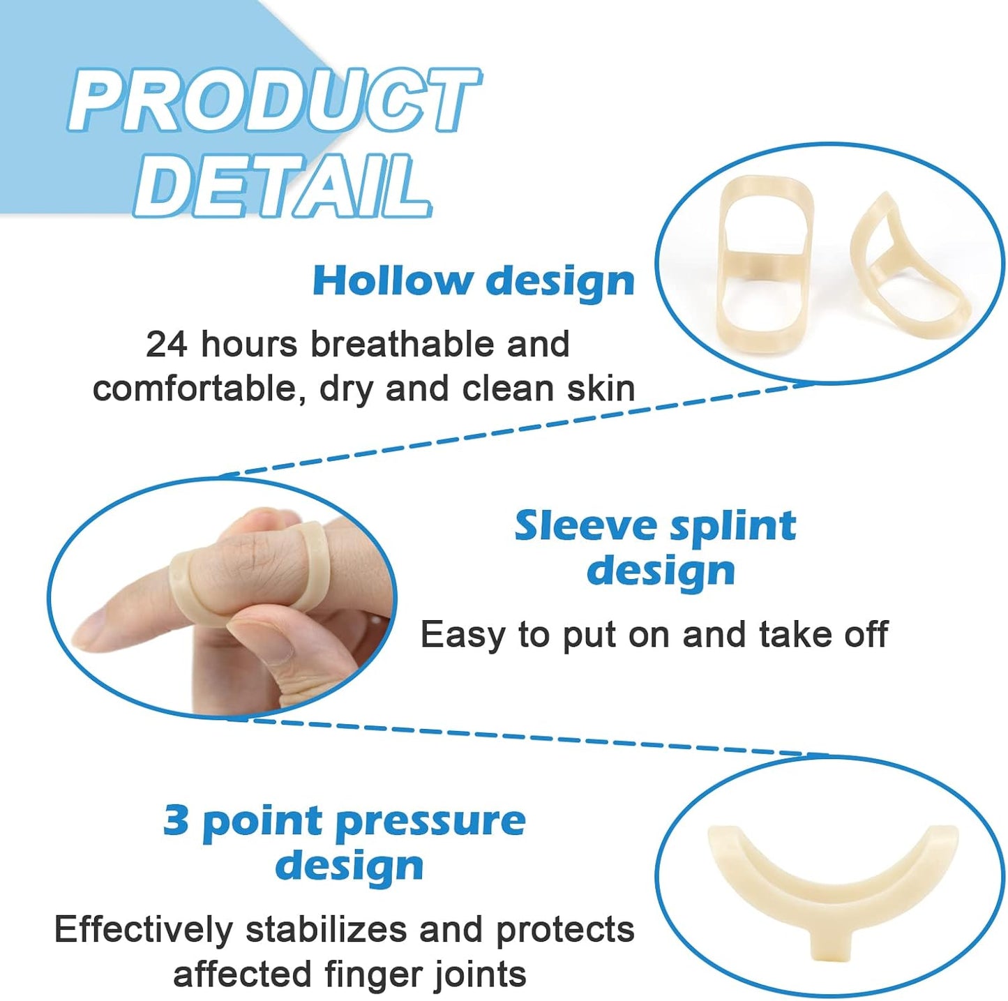 5Pcs Finger Splint, Trigger Finger Splint, Comfortable Trigger Finger Splint, Thumb Brace to Support and Protection for Arthritis, Thumb, and Other Finger Conditions(6,7,8,9,10 Sizes)