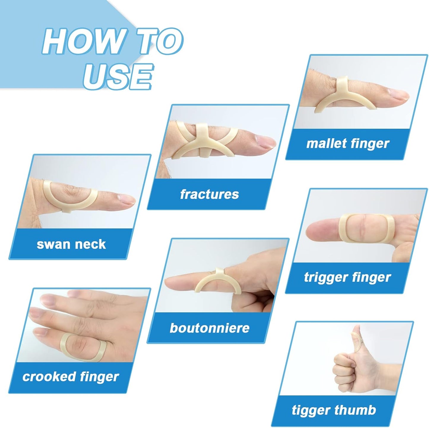 5Pcs Finger Splint, Trigger Finger Splint, Comfortable Trigger Finger Splint, Thumb Brace to Support and Protection for Arthritis, Thumb, and Other Finger Conditions(6,7,8,9,10 Sizes)