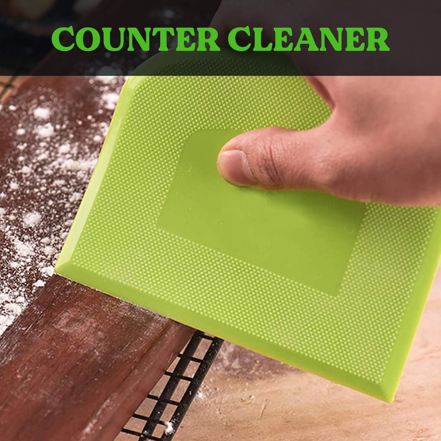 Dough Scraper Bench Scraper - 3P 4.7x3.7" Plastic Flexible Bowl Scraper, Sharp Edge & Angles Cake Scraper. Non-Slip Bakeware Decorating Tools Sculpting & Modeling Tools - Green+White+Green