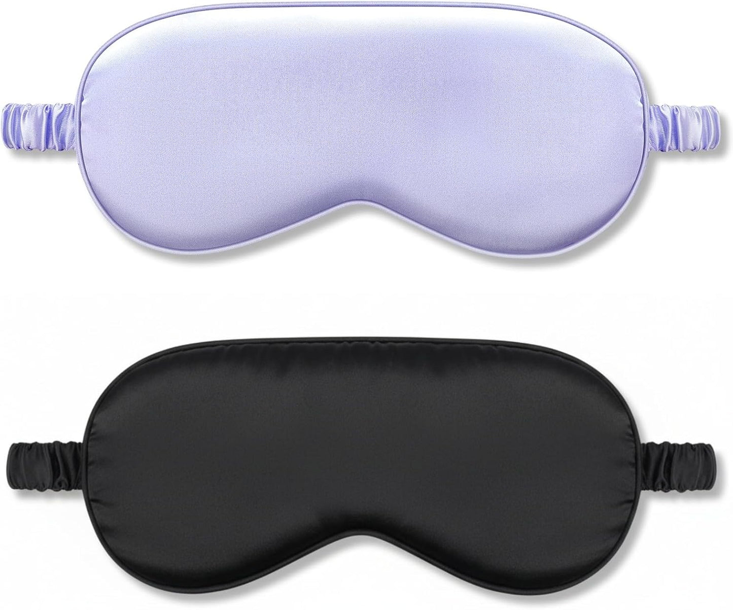 2Pack Silk Sleep Mask, Eye Mask for Sleeping,Elastic Blackout Eye Mask & Blindfold for Full Night's Sleep,Travel and Nap(Black+Purple)