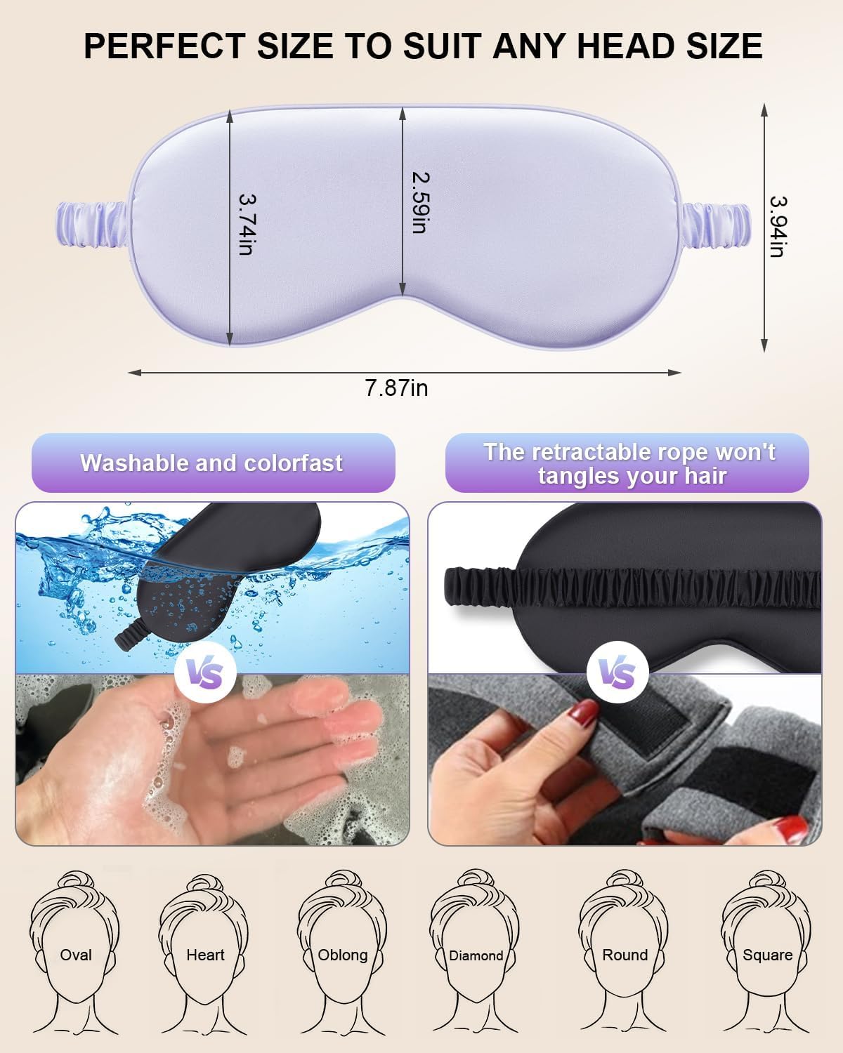 2Pack Silk Sleep Mask, Eye Mask for Sleeping,Elastic Blackout Eye Mask & Blindfold for Full Night's Sleep,Travel and Nap(Black+Purple)