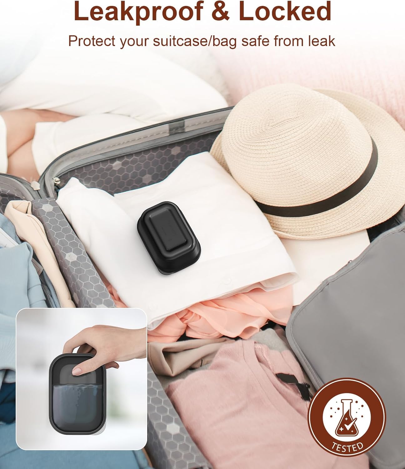 Leakproof Soap Holder 1 Pack, Travel Soap Container with Lid, Travel Size Toiletries, Portable Bar Soap Holder, Soap Box, Soap Dish for Traveling, Camping, Gym, Bathroom, Black