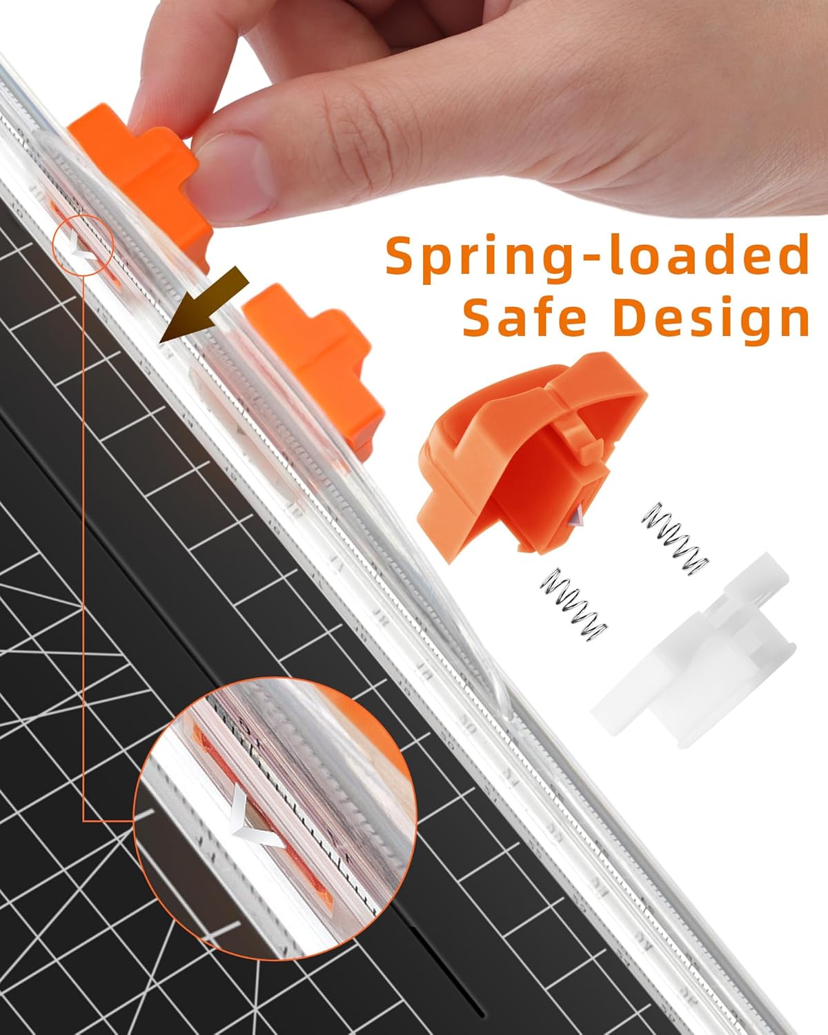 2Pcs Refill Blades for A4 A5 Paper Cutter, Spring-Loaded Safeguard Design Replacement Blade for Paper Trimmers (Orange)