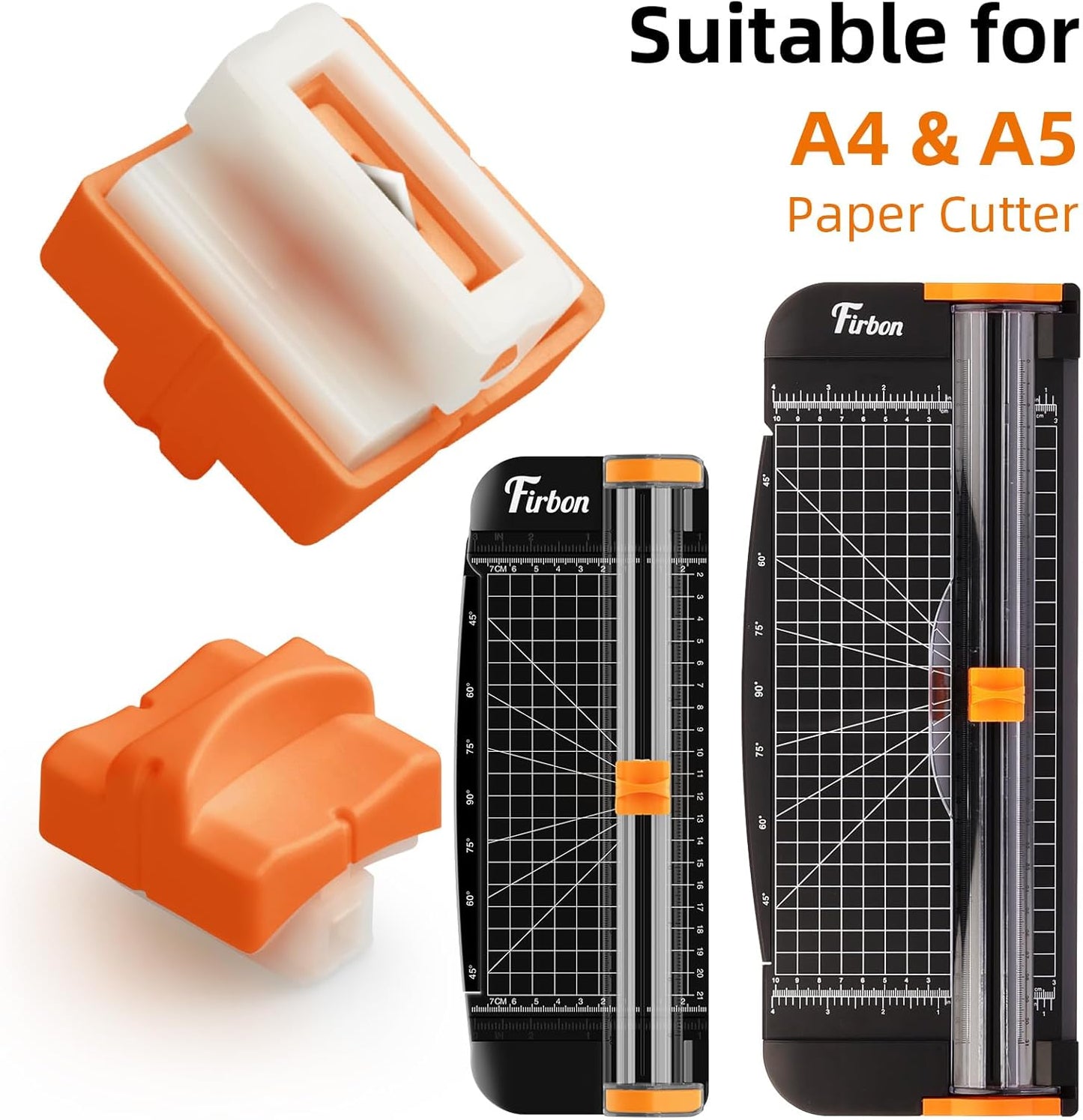 2Pcs Refill Blades for A4 A5 Paper Cutter, Spring-Loaded Safeguard Design Replacement Blade for Paper Trimmers (Orange)
