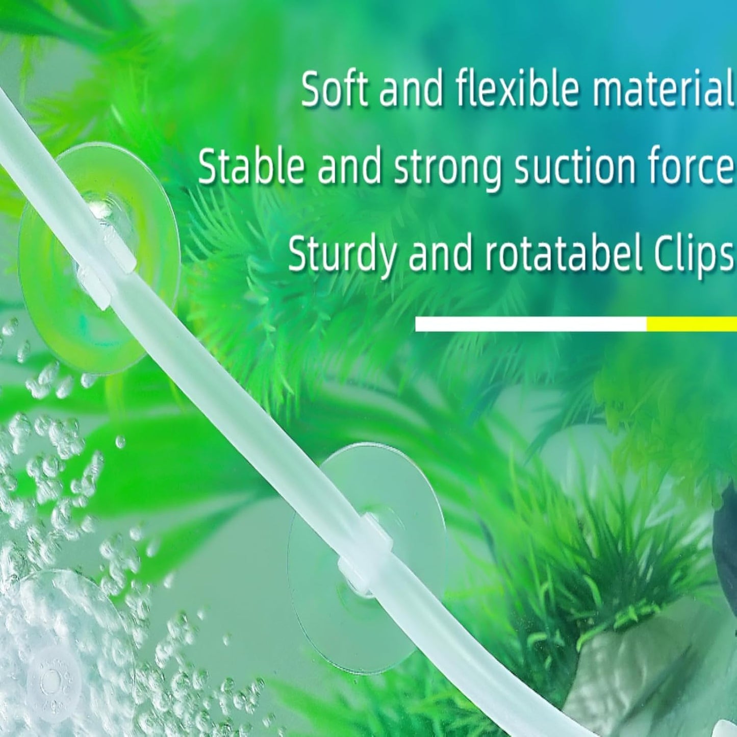 Aquarium Suction Cups, for Fish Tank Airline Tubing, with Clips 3/16" air Hose Holder, 24pcs (Clear)