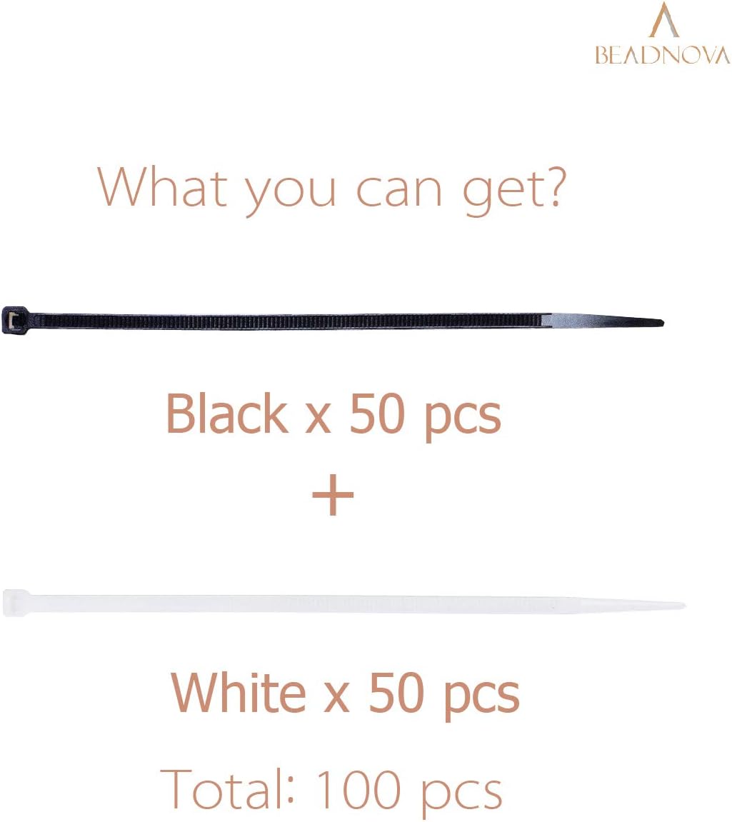 Cable Ties 100 Pcs Wraps Zip Ties Heavy Duty for Multi-Purpose(6 Inch, Black and White, 50pcs for Each)