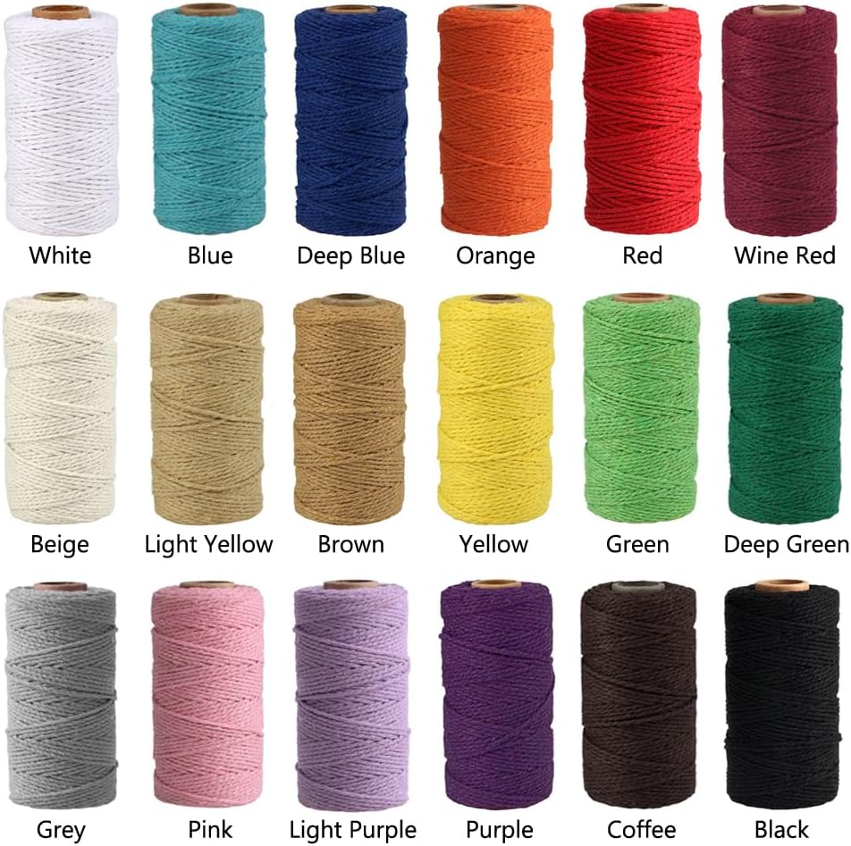 (100 Yards/1.5mm/19 Colors Optional) Cotton Baker Twine DIY Craft Macramé Natural Cotton Rope Craft Making Knitting String Rope DIY Wedding Decor Supply Christmas Wrapping (Grey)…
