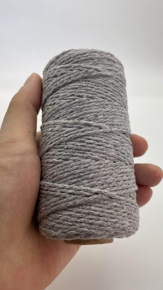 (100 Yards/1.5mm/19 Colors Optional) Cotton Baker Twine DIY Craft Macramé Natural Cotton Rope Craft Making Knitting String Rope DIY Wedding Decor Supply Christmas Wrapping (Grey)…