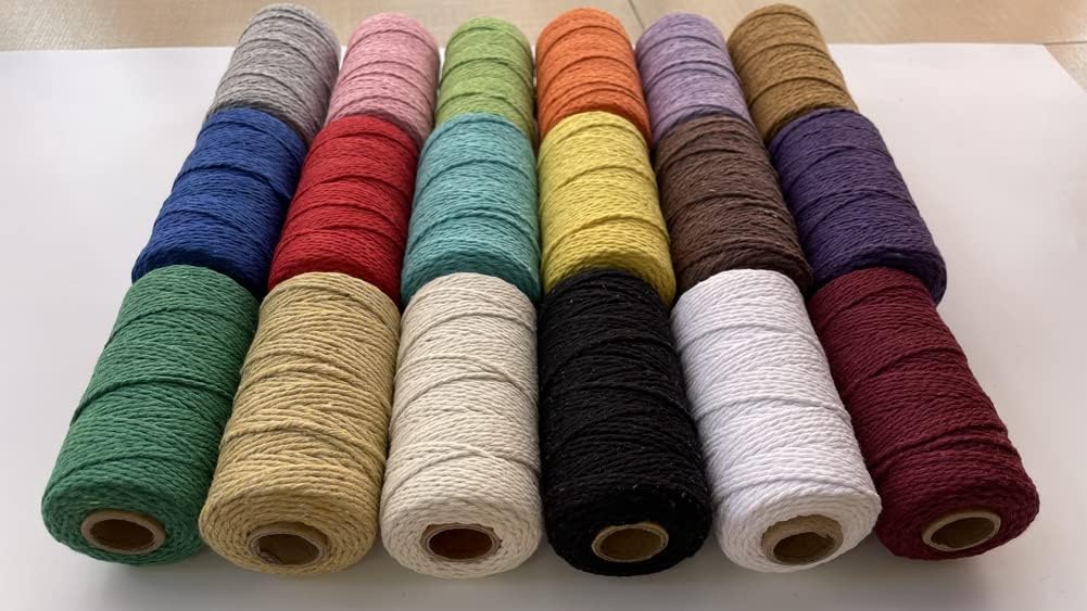 (100 Yards/1.5mm/19 Colors Optional) Cotton Baker Twine DIY Craft Macramé Natural Cotton Rope Craft Making Knitting String Rope DIY Wedding Decor Supply Christmas Wrapping (Grey)…