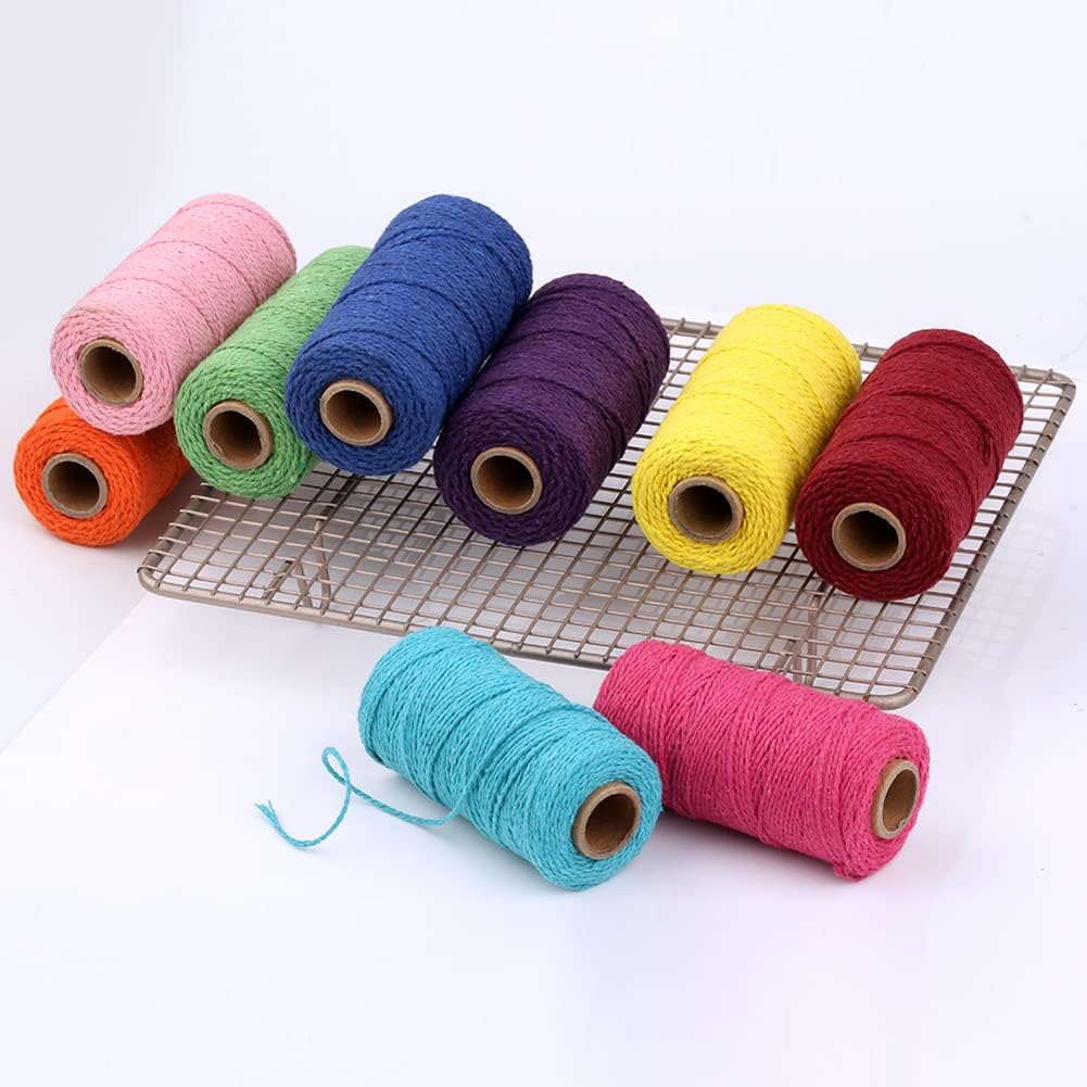 (100 Yards/1.5mm/19 Colors Optional) Cotton Baker Twine DIY Craft Macramé Natural Cotton Rope Craft Making Knitting String Rope DIY Wedding Decor Supply Christmas Wrapping (Grey)…