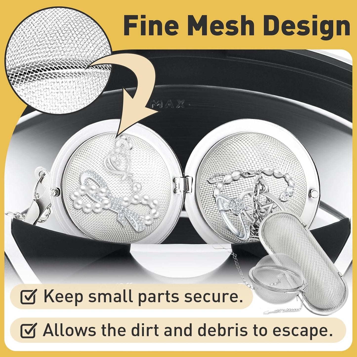 Ultrasonic Cleaner Basket, Stainless Steel Basket for Ultrasonic Jewelry Cleaner, Jewelry Steam Cleaner Basket Small Parts Washing Basket for Jewelry, Watch Parts