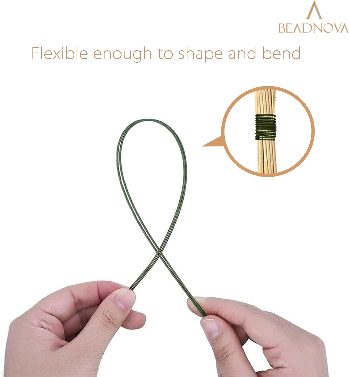 Floral Stem Wire 50pcs 22 Gauge Fake Flower Stems Green Floral Wire for Flower Arrangement Florist DIY Bouquet (Dark Green, 50 Pcs)