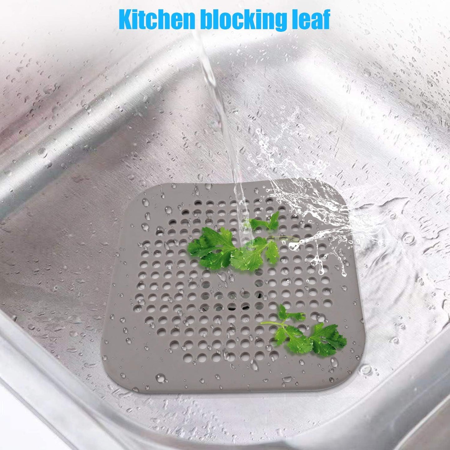 Square Drain Cover for Shower 5.7-inch TPR Drain Hair Catcher Flat Silicone Plug for Bathroom and Kitchen Grey/White Filter Shower Drain Protection Flat Strainer Stopper with Suction Cups (Grey+White)