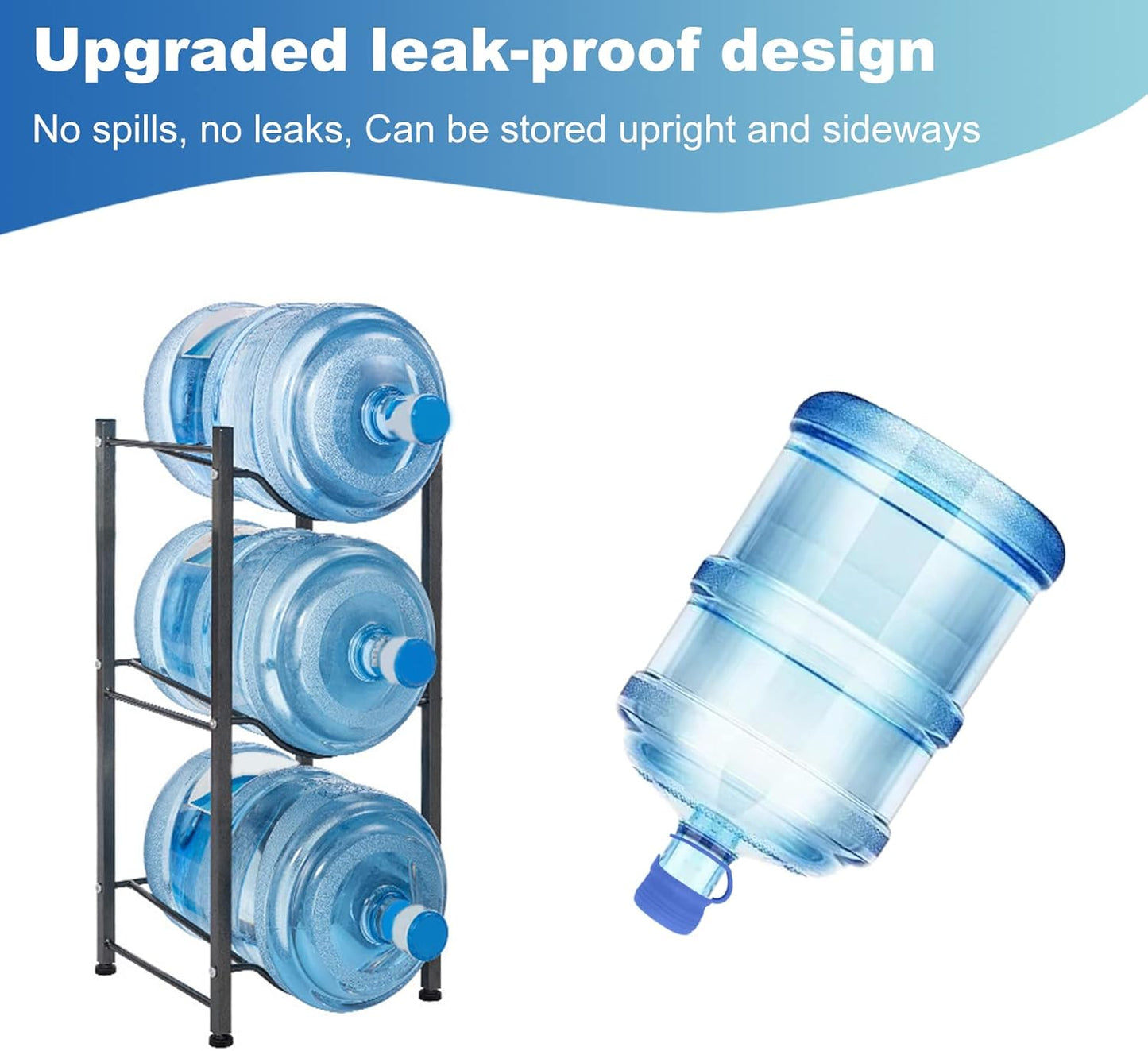3 & 5 Gallon Water Jug Cap Reusable, Food Grade Silicone Replacement Gallon Caps for 55mm Standard/Screw/Crown Tops Water Bottle and Water Dispensers, Non-Spill Lids for Anti-Splash, Leak Free (3PCS)