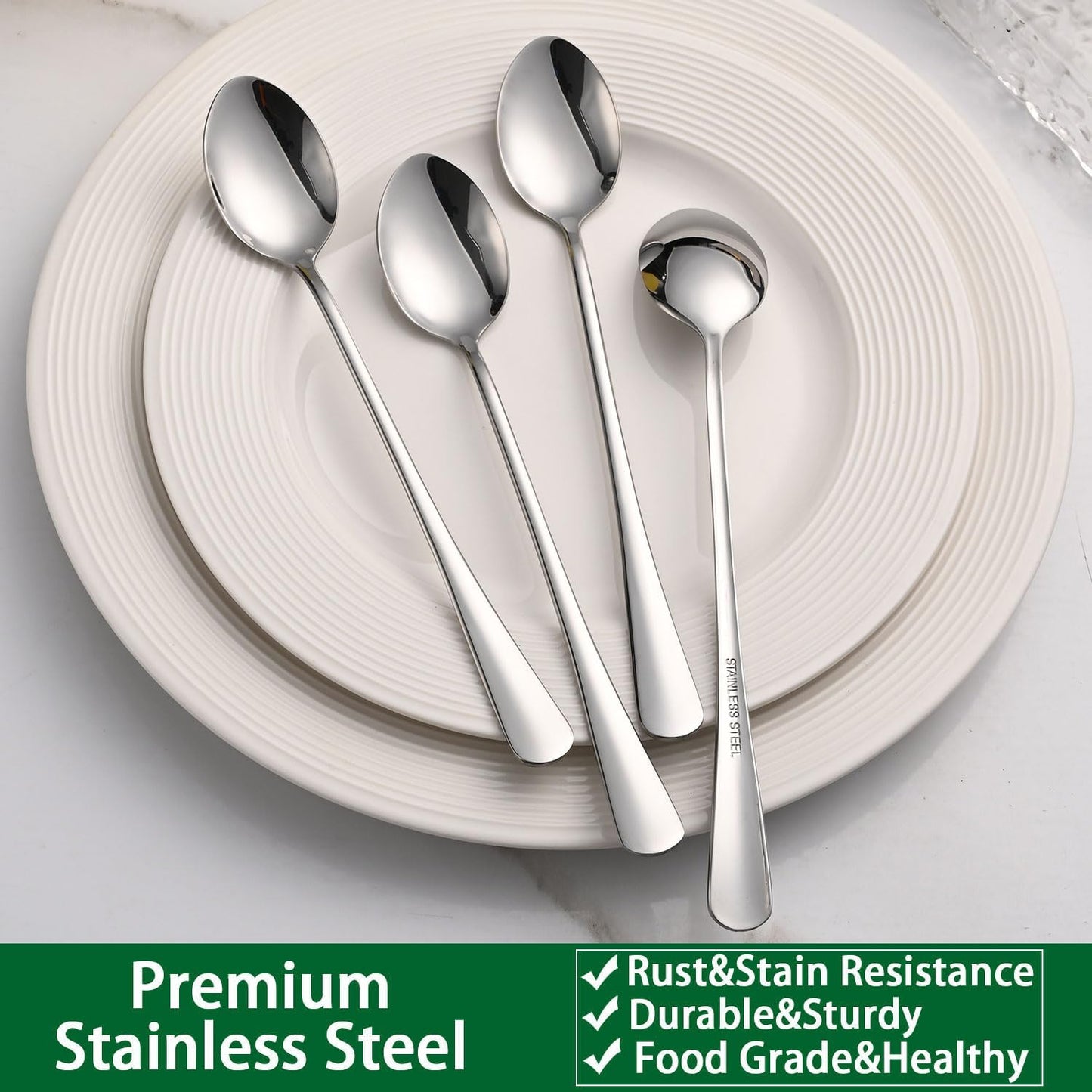 7.5 Inches Stainless Steel Iced Tea Spoons,Set Of 8 Long Stirring Spoons For Coffee,Cocktail,Ice Cream,Long Handle Iced Teaspoons,Latte Spoons For Mixing
