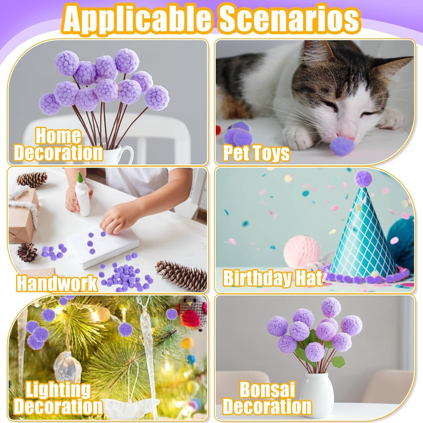 Pom Poms for Crafts - Mini Bulk Purple Pom Poms, 0.5 Inch Small Pom Balls 800 PCS, Soft Fluffy Fuzzy Craft Supplies for DIY Art, Scrapbooking, Party Decorations