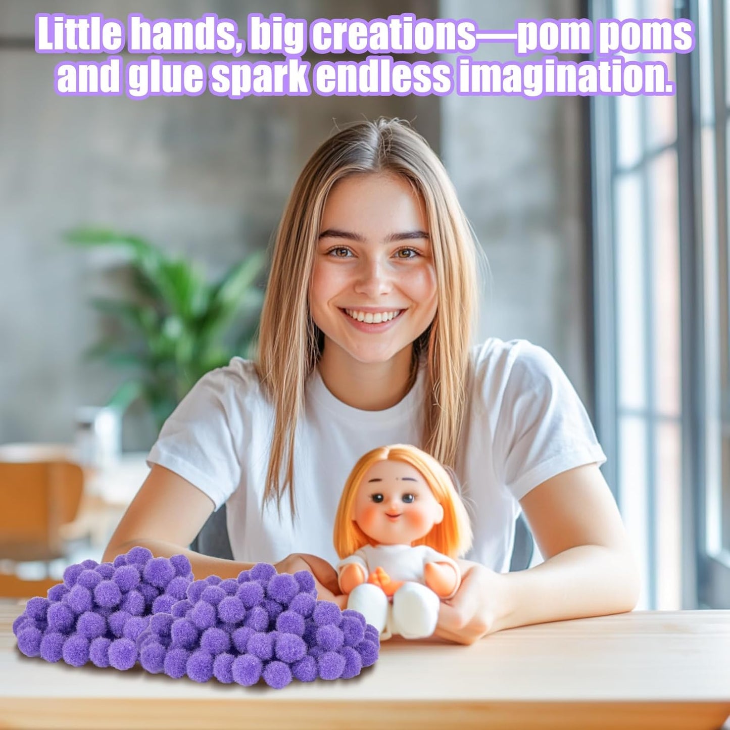 Pom Poms for Crafts - Mini Bulk Purple Pom Poms, 0.5 Inch Small Pom Balls 800 PCS, Soft Fluffy Fuzzy Craft Supplies for DIY Art, Scrapbooking, Party Decorations