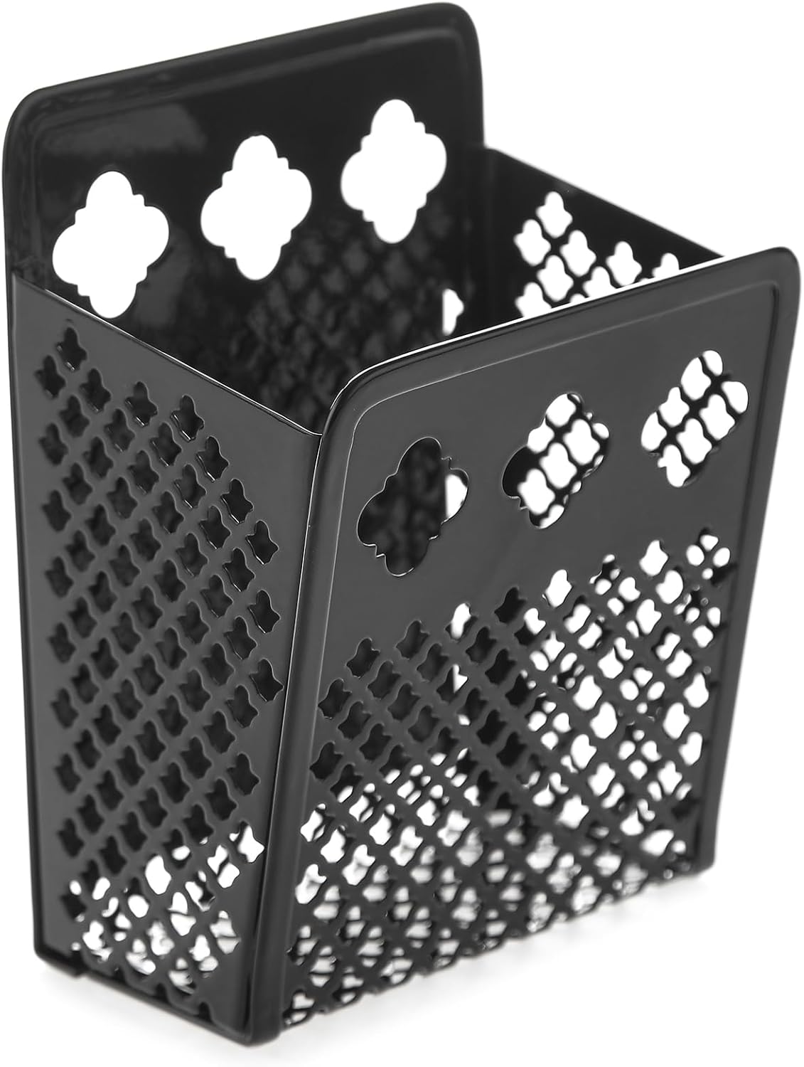 Magnetic Pen Holder, Mesh Metal Strong Magnet Dry Erase Marker Holder Pencil Organizer Small Items Basket for Refrigerator, Whiteboard, Locker Accessories-Black