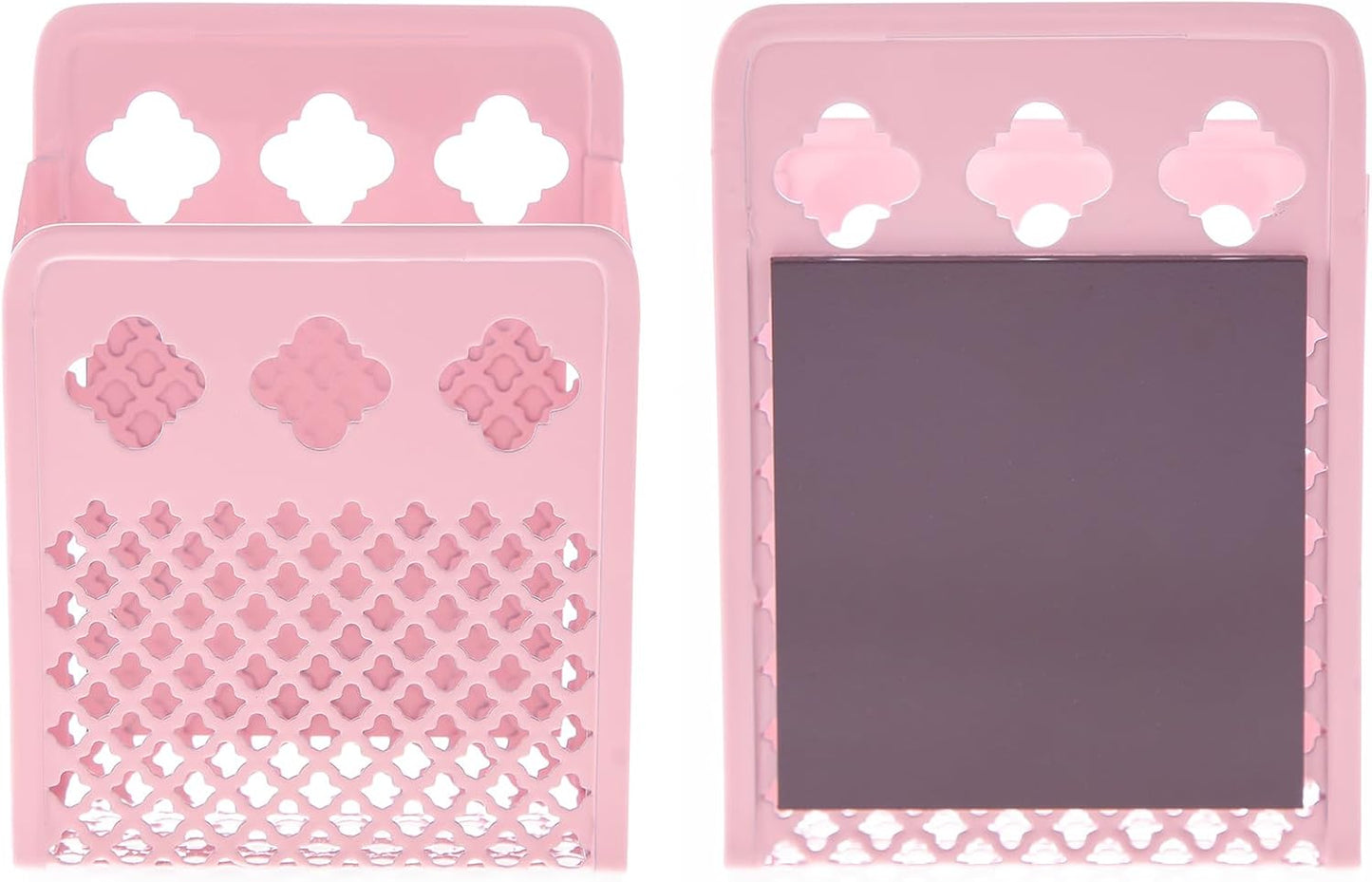 Magnetic Pen Holder, Mesh Metal Strong Magnet Dry Erase Marker Holder Pencil Organizer Small Items Basket for Refrigerator, Whiteboard, Locker Accessories-Pink