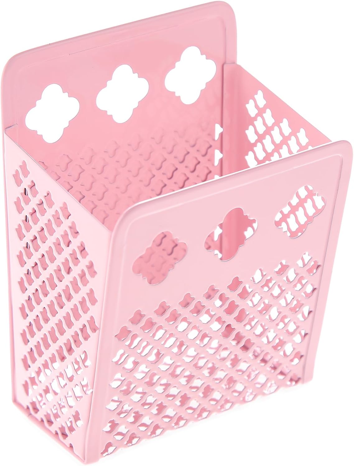Magnetic Pen Holder, Mesh Metal Strong Magnet Dry Erase Marker Holder Pencil Organizer Small Items Basket for Refrigerator, Whiteboard, Locker Accessories-Pink