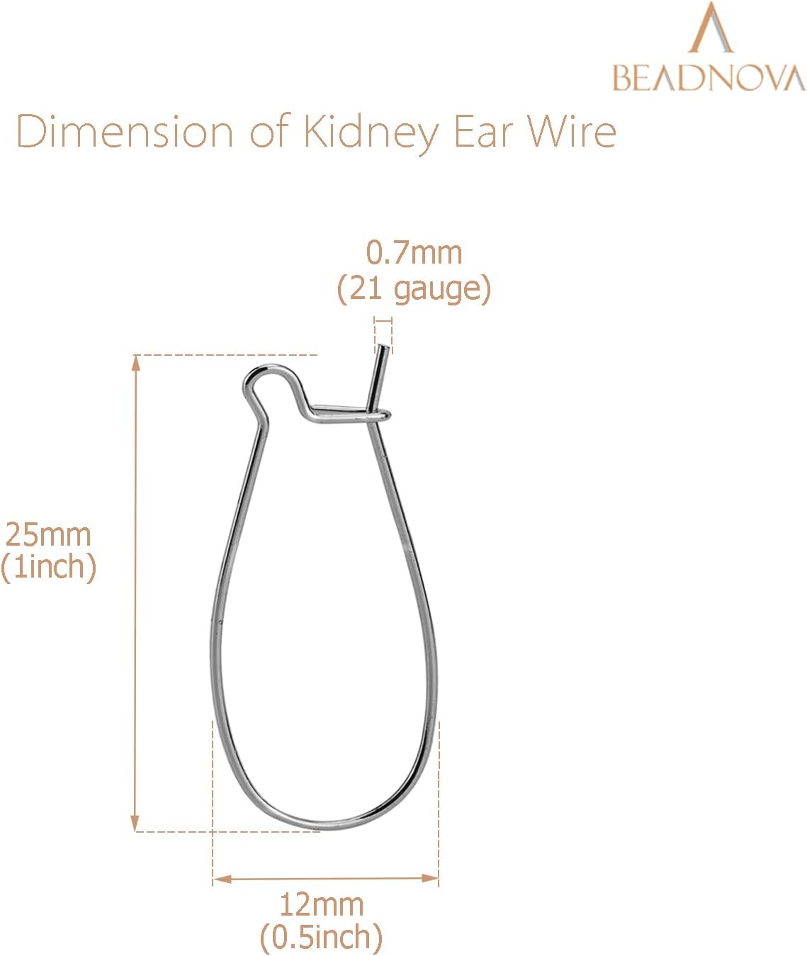 Ear Wire Hooks 60pcs Stainless Steel Kidney Earring Hook Wire Ear Findings for Earring Making Jewelry Making Earwire DIY (25mm, 60pcs)
