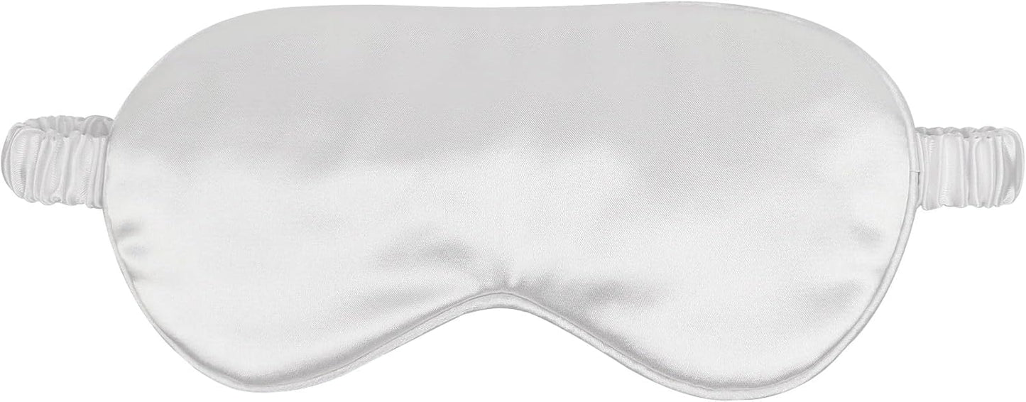 1 Pcs Silk Sleep Mask, Soft Eye Mask with Elastic Strap, Lightweight Blindfold for Men, Women, Travel, and Naps (White)