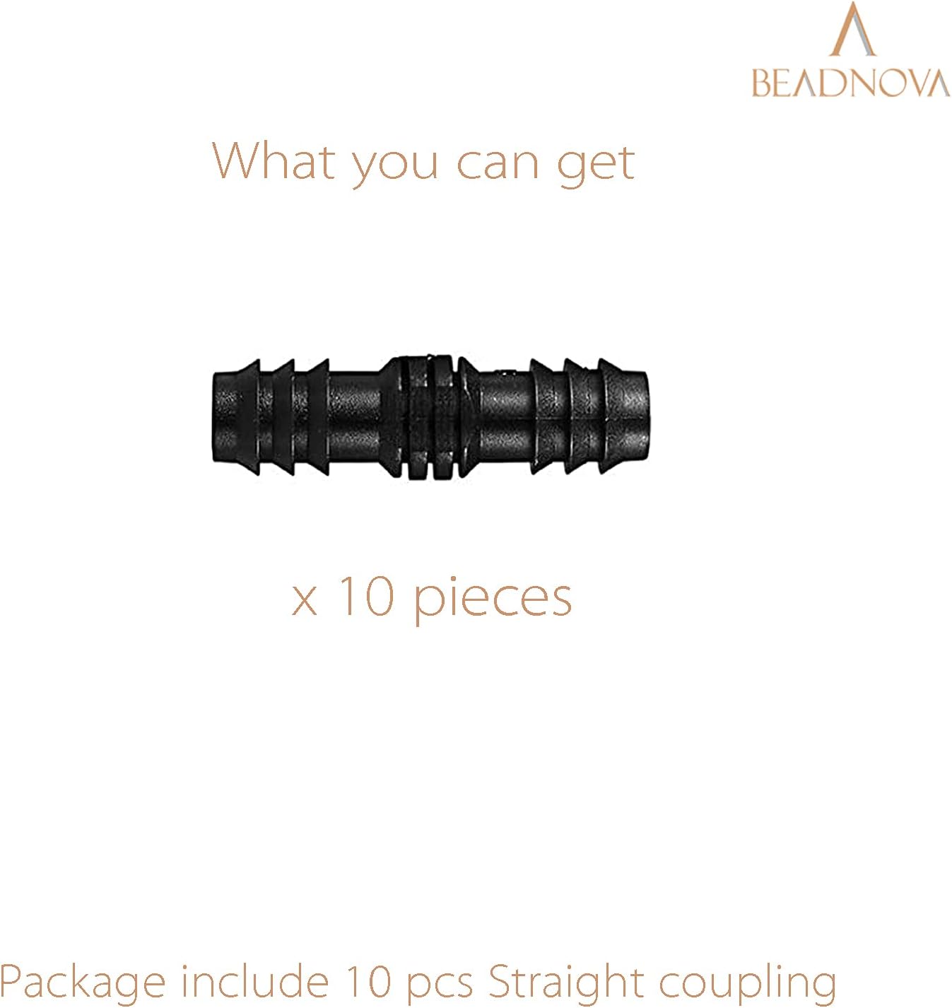 Drip Irrigation Parts 10 Pcs 1/2 Inch Barbed Straight Couplings Fittings Drip Line Connectors for 1/2 Inch Irrigation Tubing Garden Watering System (10pcs)