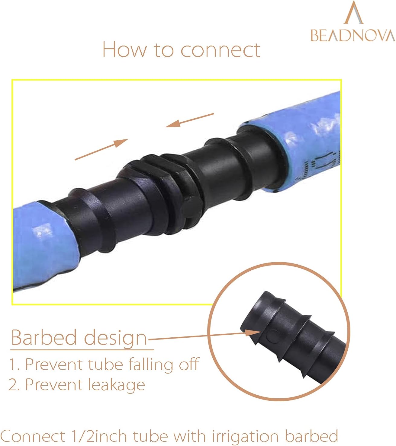 Drip Irrigation Parts 10 Pcs 1/2 Inch Barbed Straight Couplings Fittings Drip Line Connectors for 1/2 Inch Irrigation Tubing Garden Watering System (10pcs)