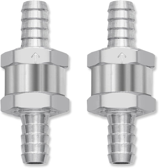 2PCS 3/8" 10mm Non Return One Way Fuel Line Check Valve, Aluminium Alloy Car One-Way Inline Fuel Hose Check Valve for Fuel Line Petrol Diesel Fuel Oil Water (3/8" 10mm)