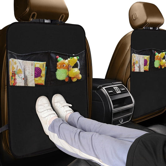 2PCS Car Backseat Organizer - Vehicle Seat Back Protector Kick Mats for Kids - Waterproof Car Back Seat Cover with 2 Storage Pockets - Road Trip Essentials Travel Accessories for Car SUV Truck