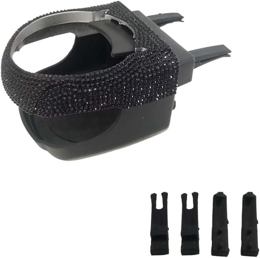 Hanging Cup Holder for Car Air Vent, Bling Rhinestone Car Cup Organizer Auto Ashtray Holder with Mounting Clips, Multi-Functional A/C Vent Drink Holders Stand for Coffee, Water, Juice, Tea (Black)