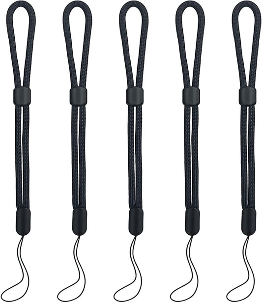 5PCS Wrist lanyard, 8.8 inch Hand Wrist Strap Lanyard, Adjustable Nylon Wristlet Straps for Cell Phone, Camera, GoPro, PSP, USB Flash Drives, Flashlight (Black)