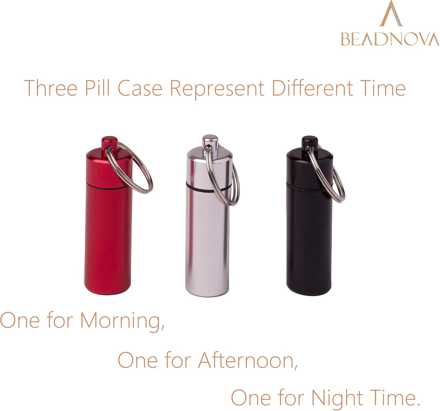 Pill Holder Keychain Medicine Container Small Portable Pill Case Aluminium Fob Carrier with Medicine (3pcs, 3 Colors Per Pack)