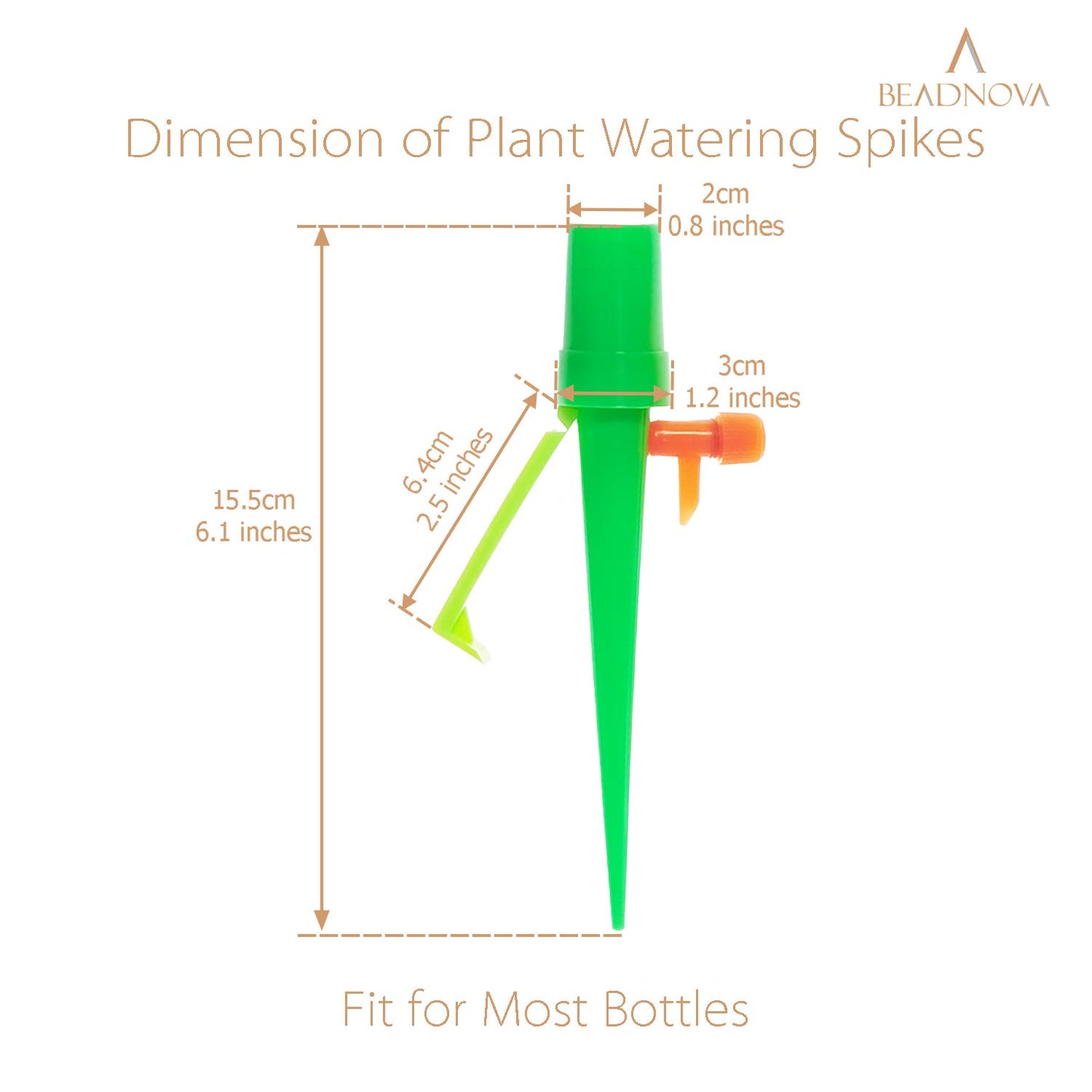 Plant Self Watering Spikes Automatic Irrigation Equipment Adjustable Self Watering Spikes for Plants with Slow Release Control Valve (Orange Green, 6pcs)