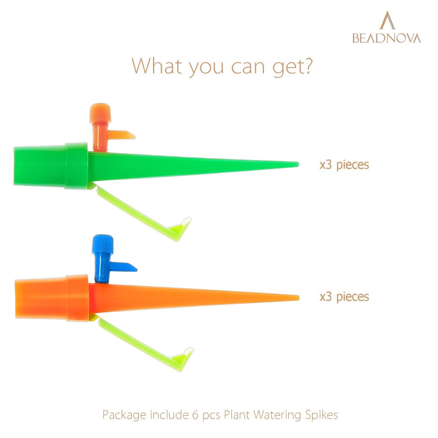 Plant Self Watering Spikes Automatic Irrigation Equipment Adjustable Self Watering Spikes for Plants with Slow Release Control Valve (Orange Green, 6pcs)