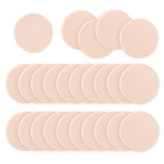 25 Pcs Makeup Sponges, Facial Primer Compact Powder Puff, Cosmetics Blush Applicators Sponges for All Skin Types Wet and Dry Dual Use (Round)