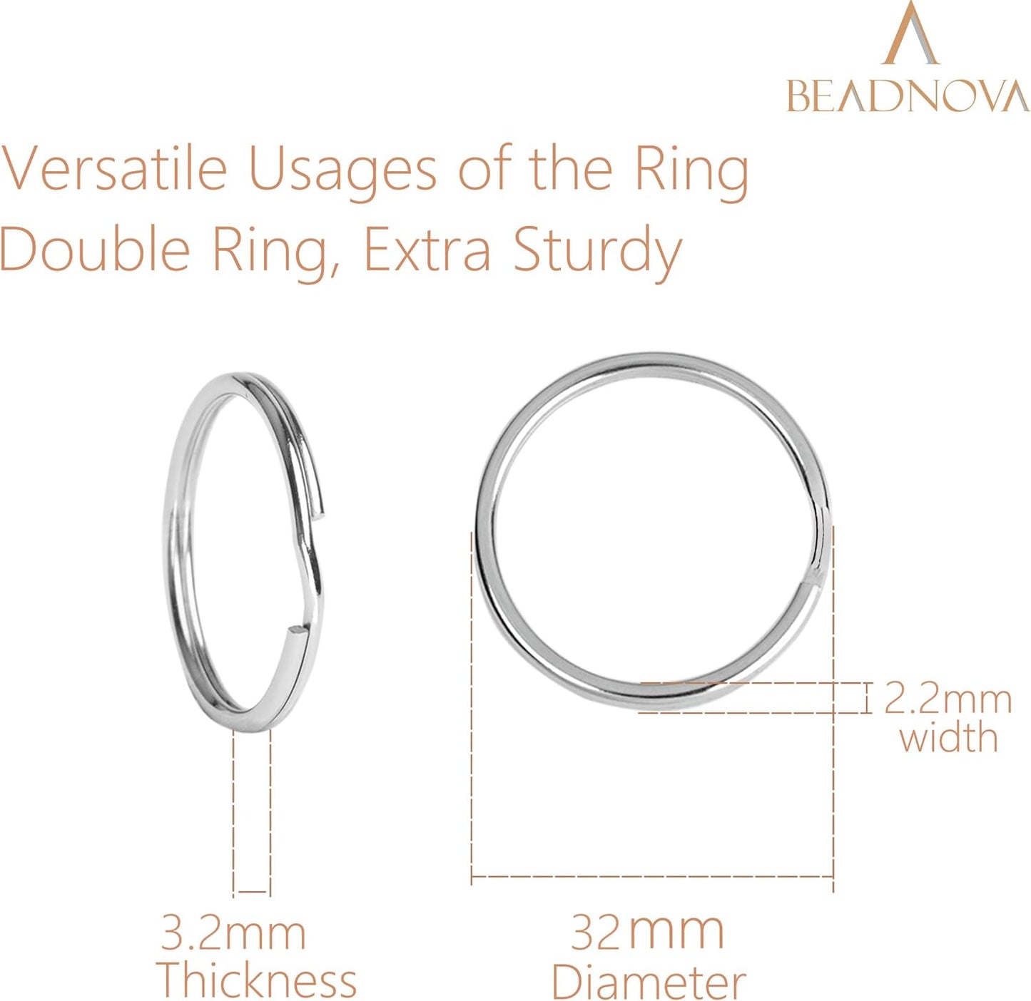 Key Chain Ring Metal Split Ring for Dog Tag and Keys Organization (32mm, 30pcs)
