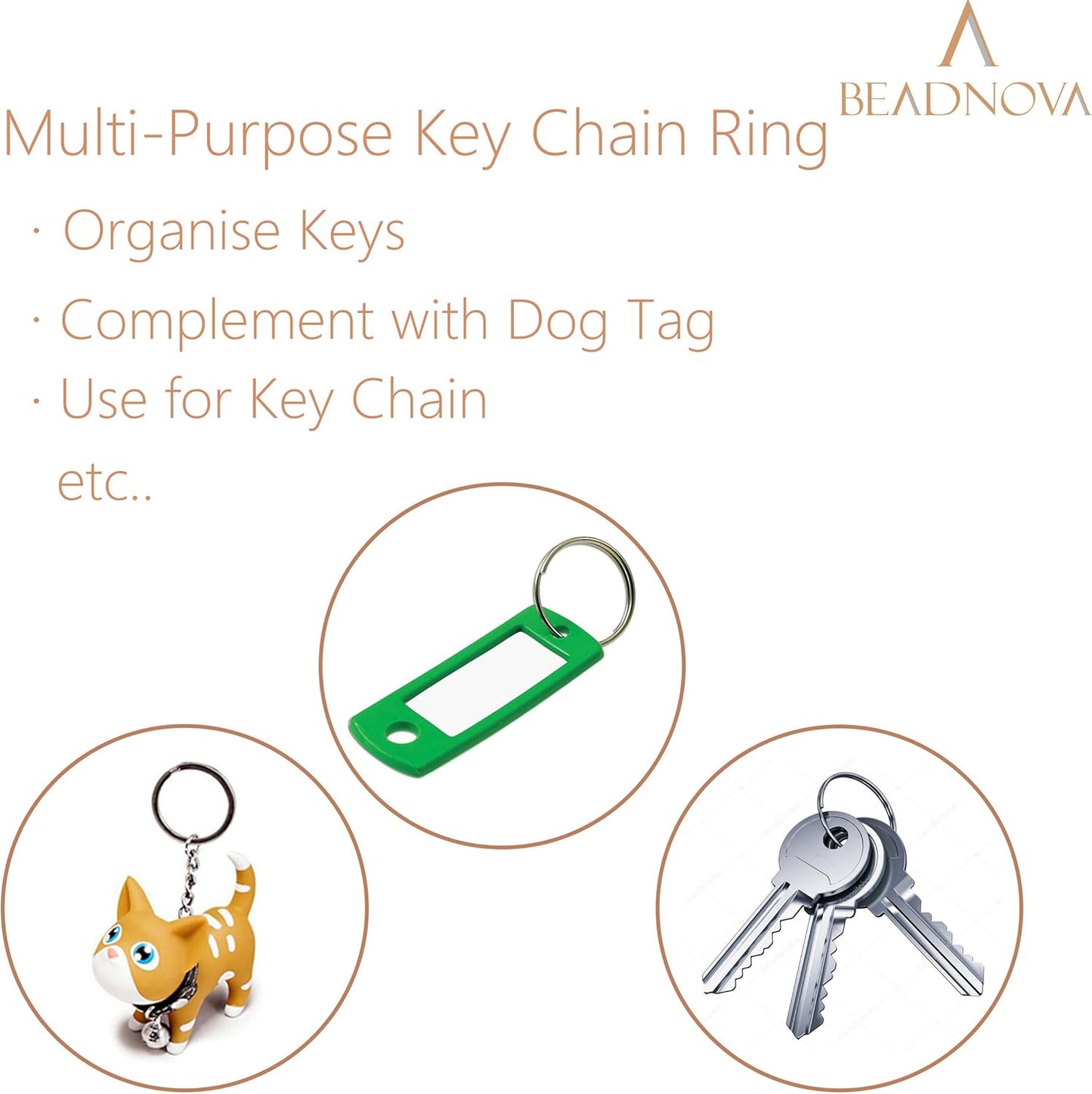 Key Chain Ring Metal Split Ring for Dog Tag and Keys Organization (32mm, 30pcs)
