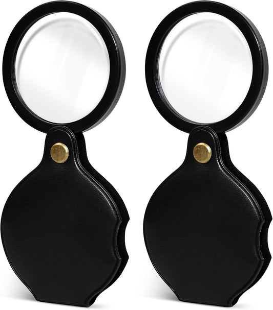 2pcsUpgrade 10x Small Magnifying Glass for Kids and Seniors, Pocket Magnifier with Protective Sheath, Mini Folding Magnifying Glass Reading, Close Work, Repairing, Hobby Or Coins（7cm） (6cm)