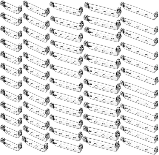60PCS Brooch Pins for Crafts 5 Size Brooch Pin Backs Bar Pin Backings with Safety Locking Clasp and Holes for Crafts Badges Name Tags DIY Jewelry Making Corsage(Silver 20mm/25mm/32mm/35mm/38mm)