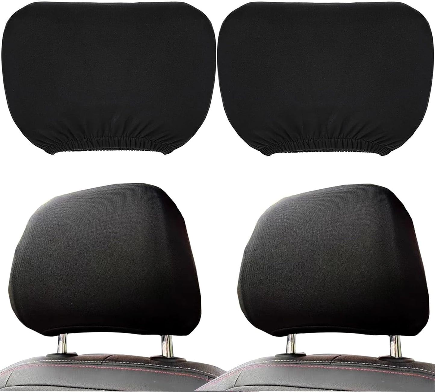 2 Pcs Headrest Covers for Cars Seat Universal Washable, Car Interior Seat Accessories Stuff Protector Dirt-Proof Wear-resistant Soft Fit for Most Car, Head Rest Cover for Car Van SUV Truck Taxi Black
