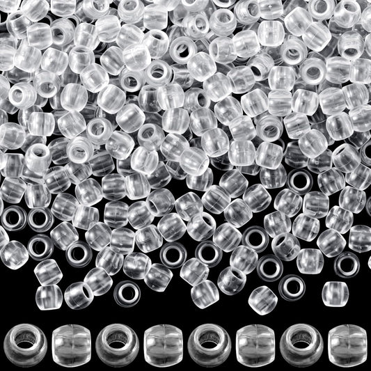 150pcs Clear Hair Beads for Braids, Plastic Loc Dreadlock Large Hole Pony Beads, Crystal Hair Bead Assortments Decoration for Jewelry Making Bracelets Necklaces DIY Crafts- 0.47x0.39in